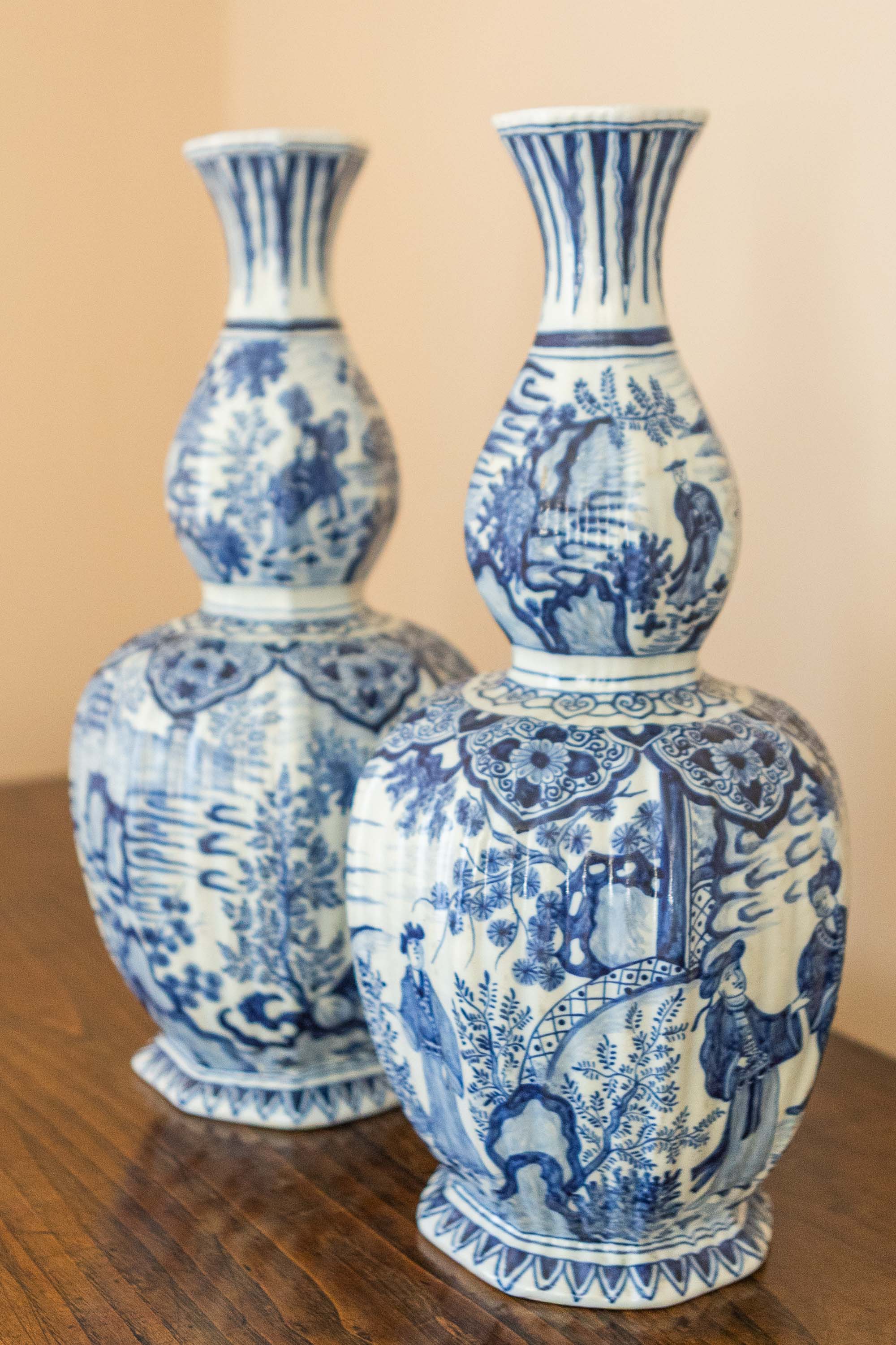 A Pair of 19th Century Delftware Vases