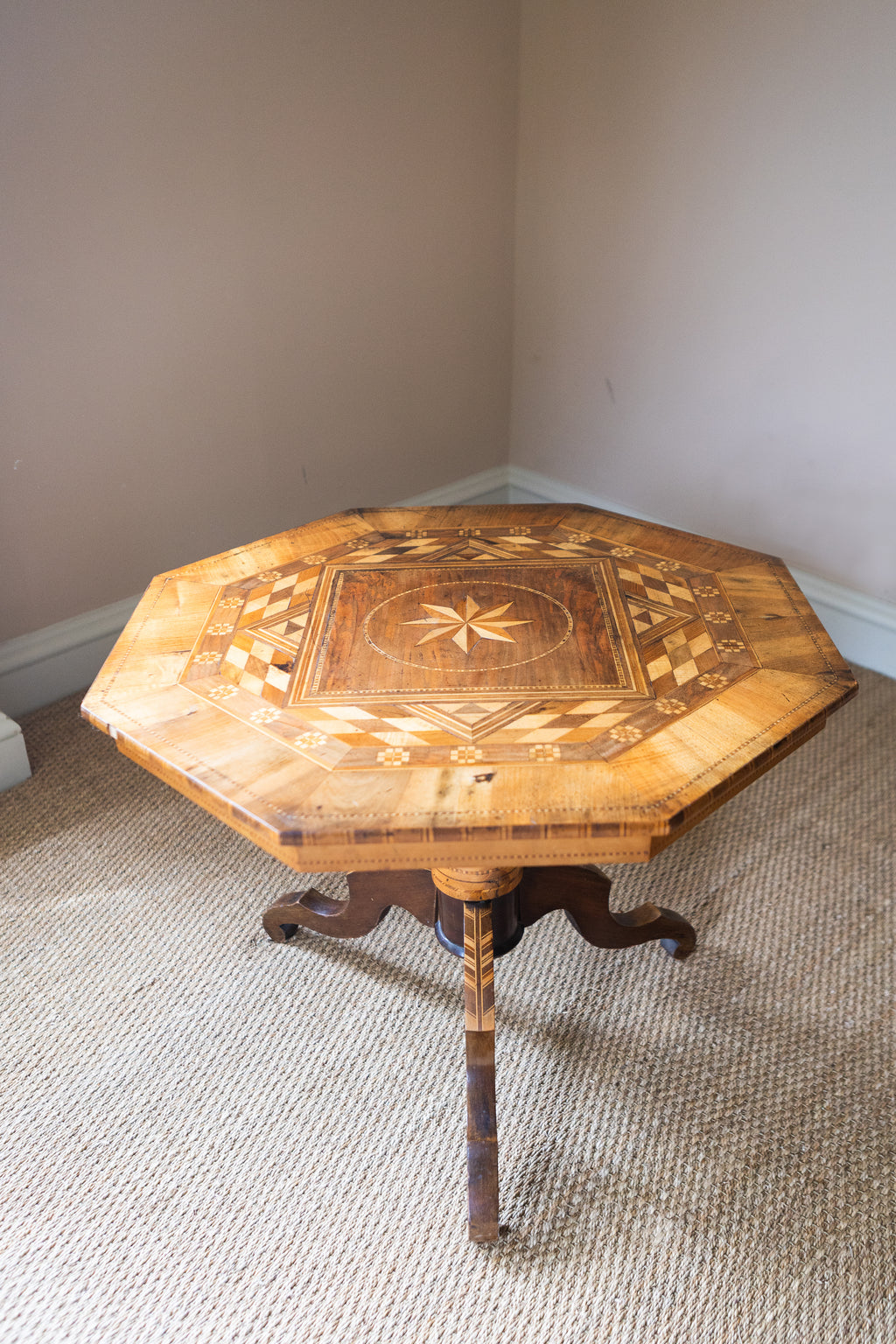 An Italian Walnut Side Table with Marquetry Detail