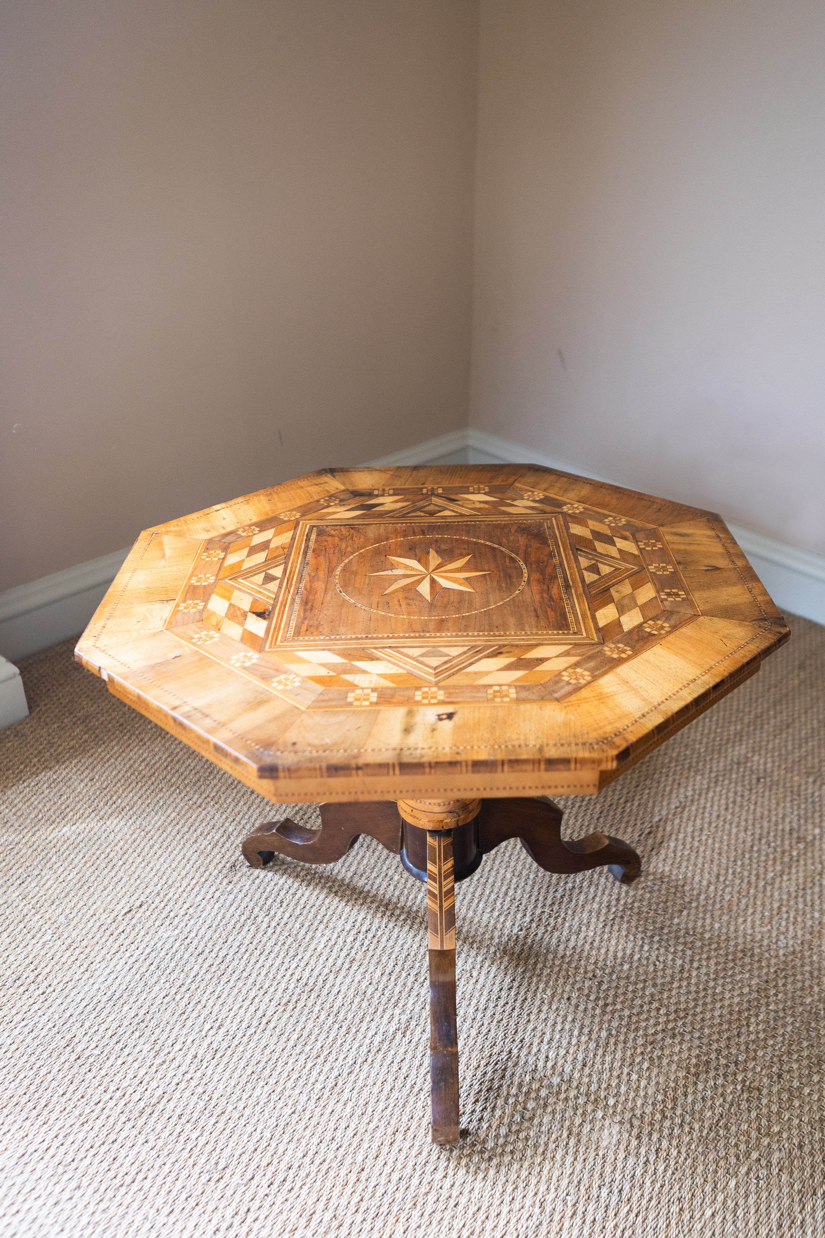 An Italian Walnut Side Table with Marquetry Detail