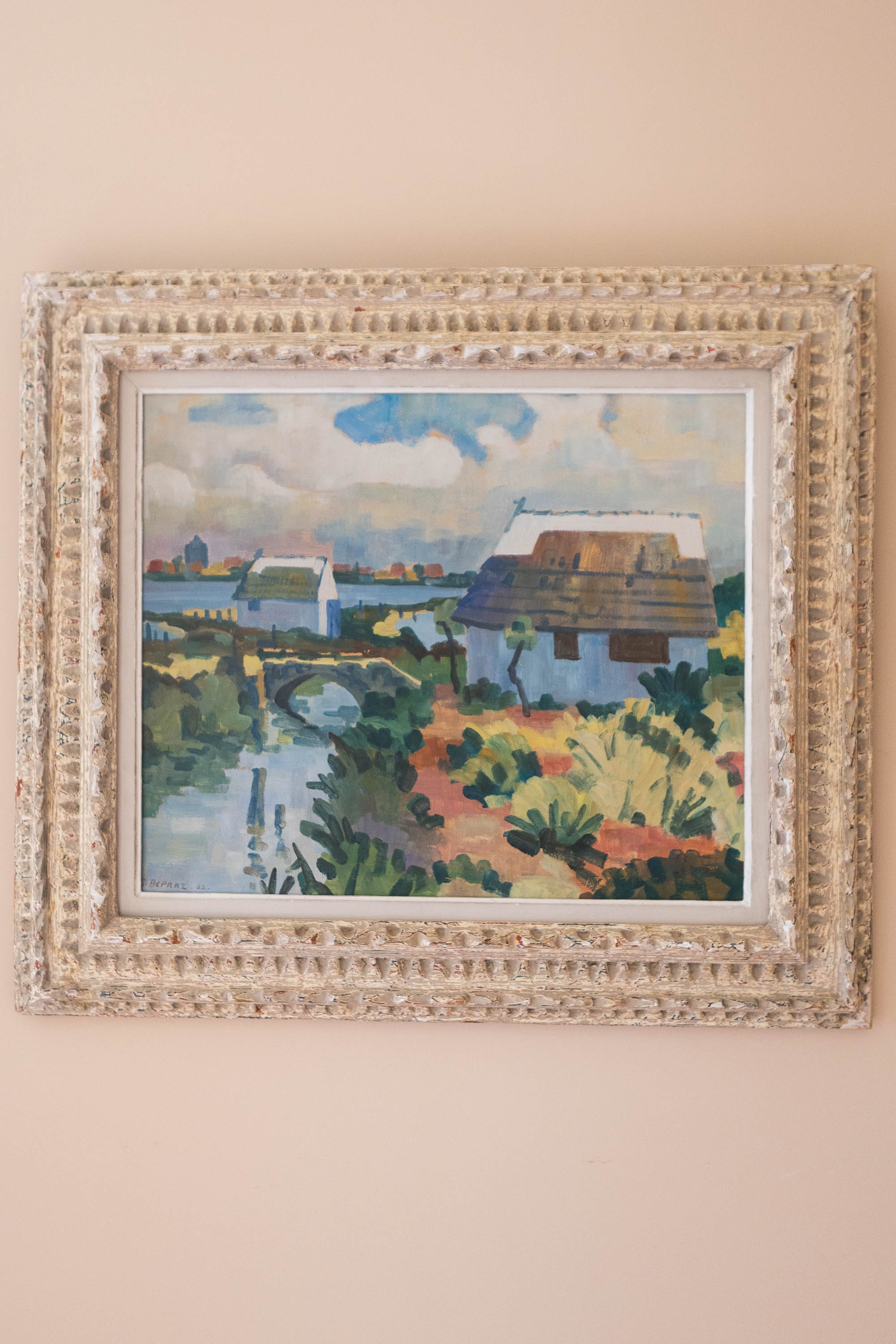 A French Oil Painting in Antique Frame