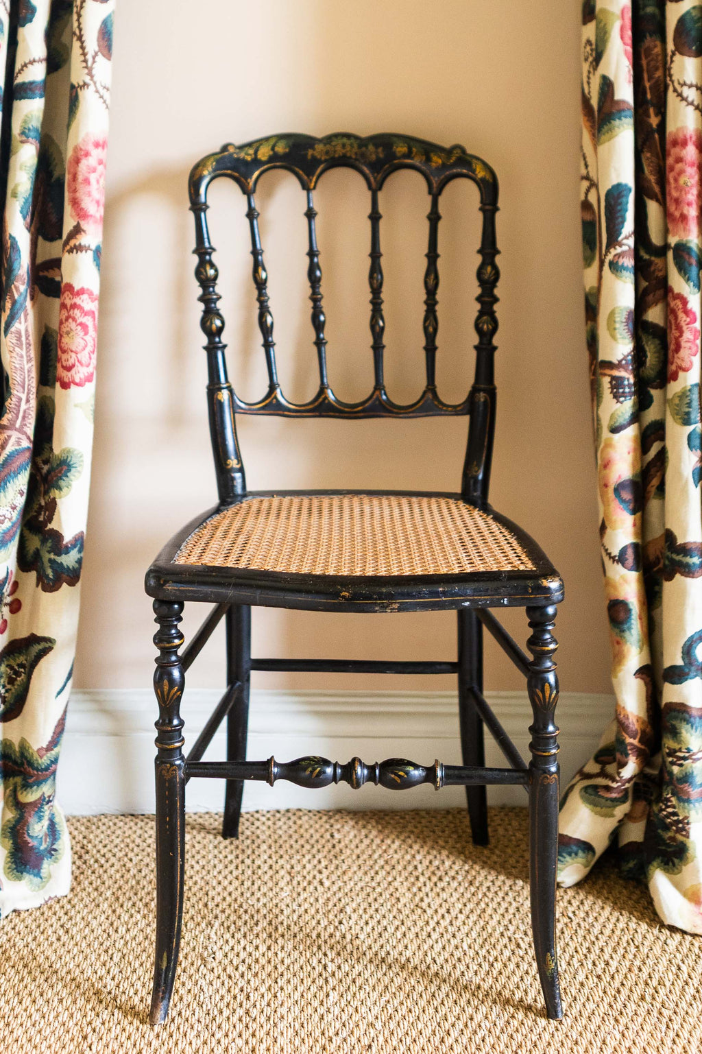 A Decorative Ebonised Side Chair