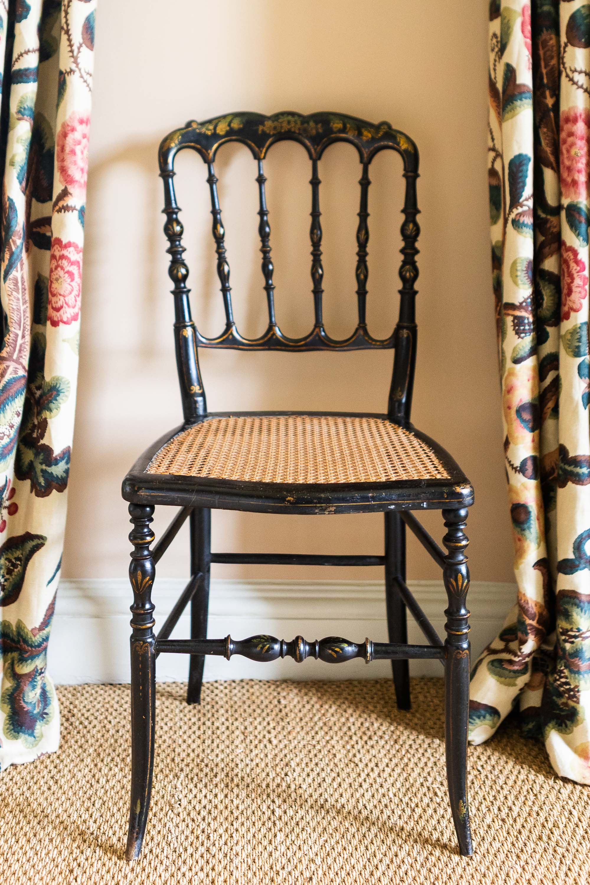 A Decorative Ebonised Side Chair