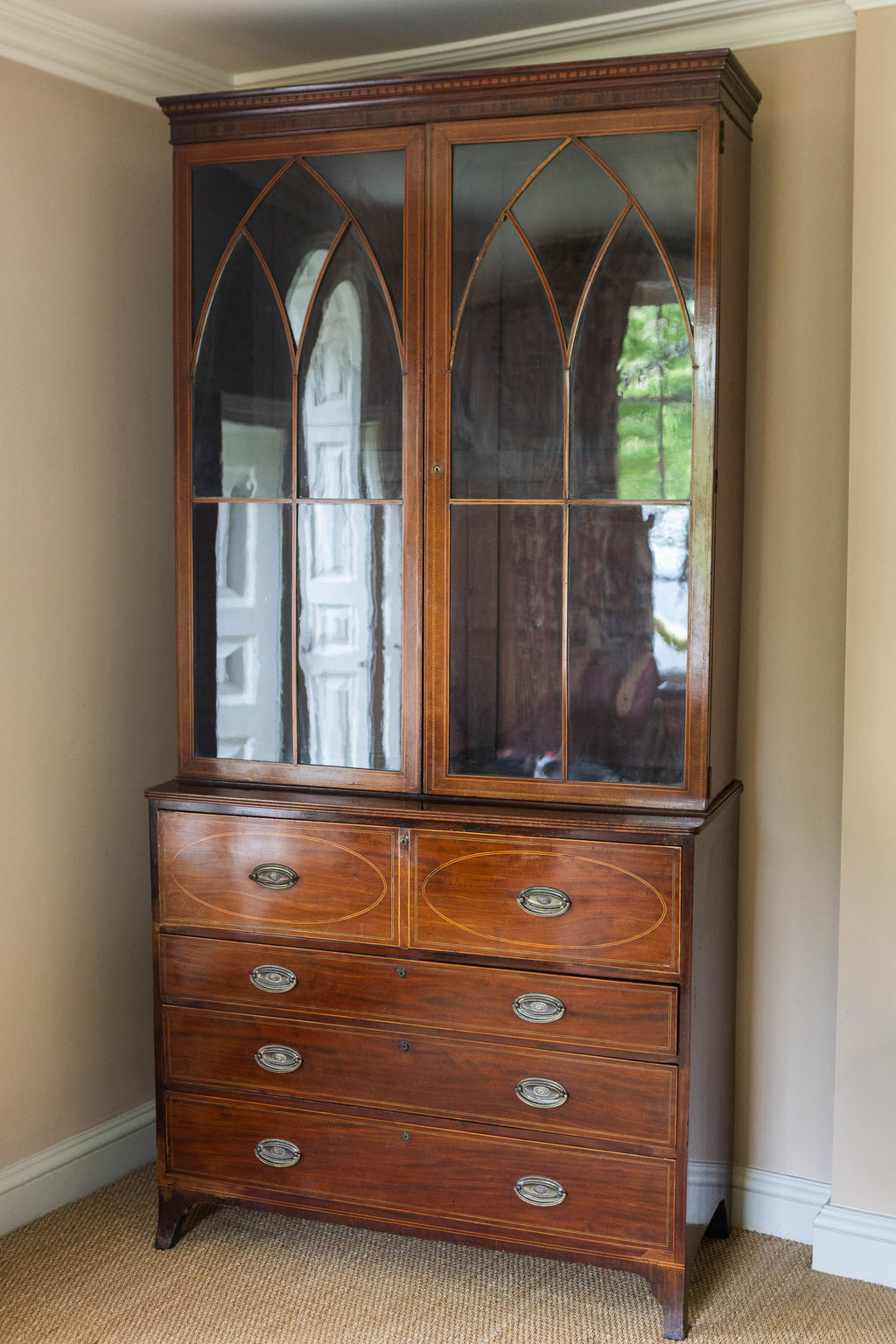 A George III Mahogany Secretaire Bookcase